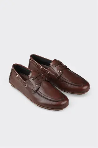 Kofe rangli charm erkaklar kundalik poyabzali - ELLE SHOES (1)