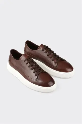 Kofe rangli charm erkaklar kundalik poyabzali - ELLE SHOES (1)