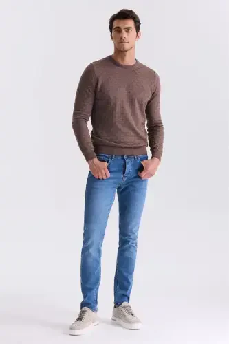 Кофе Slim Fit Велосипедный воротник Вязаный свитер с рисунком - JAKAMEN (1)