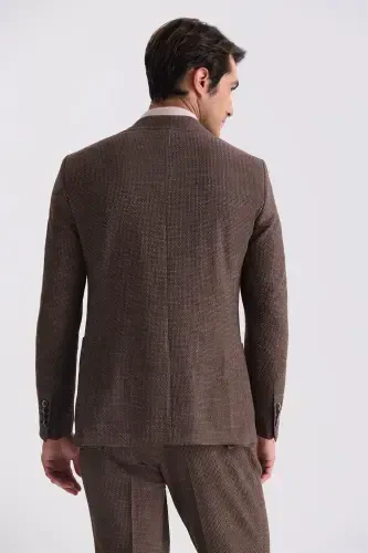 Кофейный спортивный костюм с моноворотом, узорами и облегающим кроем - 4