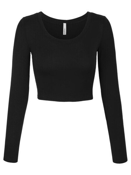 KOGMO Womens Long Sleeve Crop Top Solid Round Neck T Shirt- - KOGMO