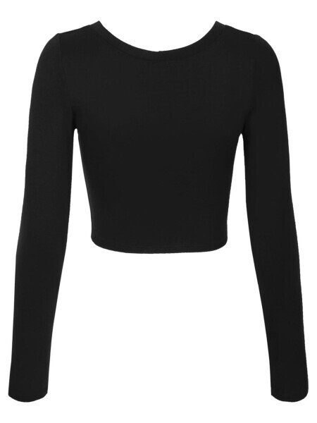 KOGMO Womens Long Sleeve Crop Top Solid Round Neck T Shirt- - 7