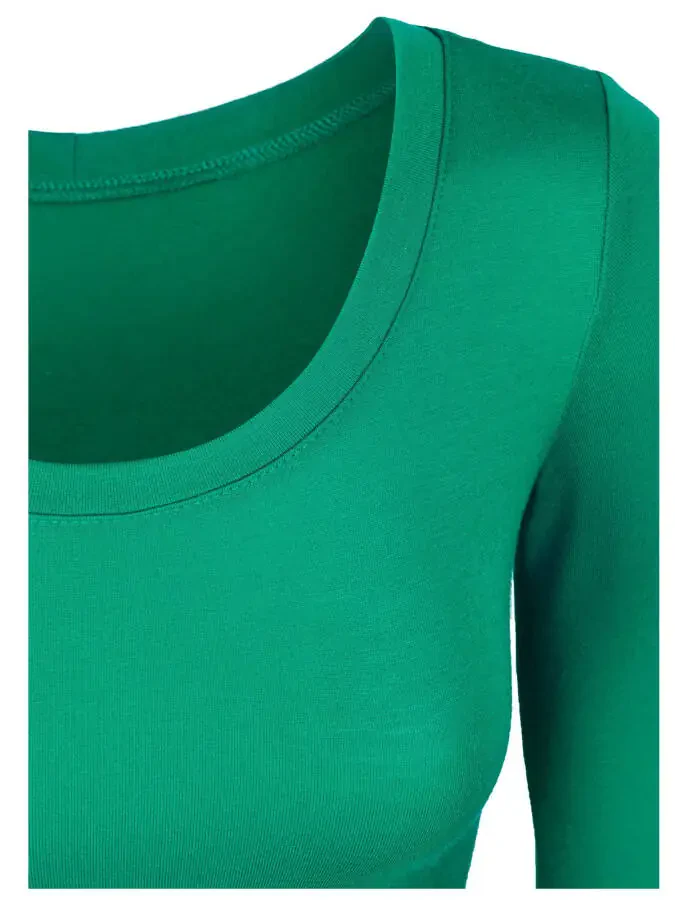 KOGMO Kadın Uzun Kollu Kısaltılmış Crop Top Basit Yuvarlak Yaka Tişört - 4