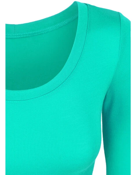 KOGMO Women's Long Sleeve Crop Top Solid Round Neck T Shirt - 4