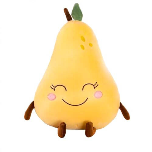 KOILLIEUS Adorable Fruit Plush Toys, Cute and Soft Stuffed Fruits for Kids, Perfect for Playtime and Decor, Fruit Plush Toys for Kids 3+ (Pear) - 1