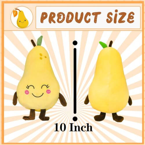 KOILLIEUS Adorable Fruit Plush Toys, Cute and Soft Stuffed Fruits for Kids, Perfect for Playtime and Decor, Fruit Plush Toys for Kids 3+ (Pear) - 3