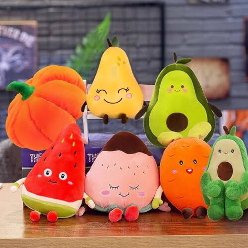 KOILLIEUS Adorable Fruit Plush Toys, Cute and Soft Stuffed Fruits for Kids, Perfect for Playtime and Decor, Fruit Plush Toys for Kids 3+ (Pear) - 6