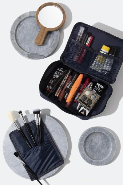 Ko'k - 4 Xona Makyaj Sumkasi | Parvarish Sayohat Makyaj Kosmetika Organizer Sumkasi - 3