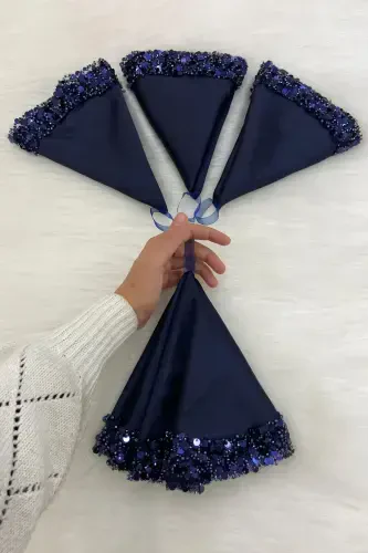 Ko'k atlas kelin kuyov ro'molchasi yorqin yaltiroq detallar bilan to'y halay nedima söz nishon kına sünnet ro'mol-MENDILIŞILMODELLACİVERTCE - 3