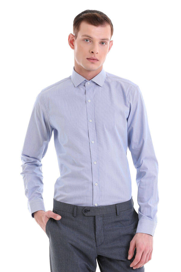 Ko'k Comfort Fit naqshli 100% paxtadan italyan yoqali - 1