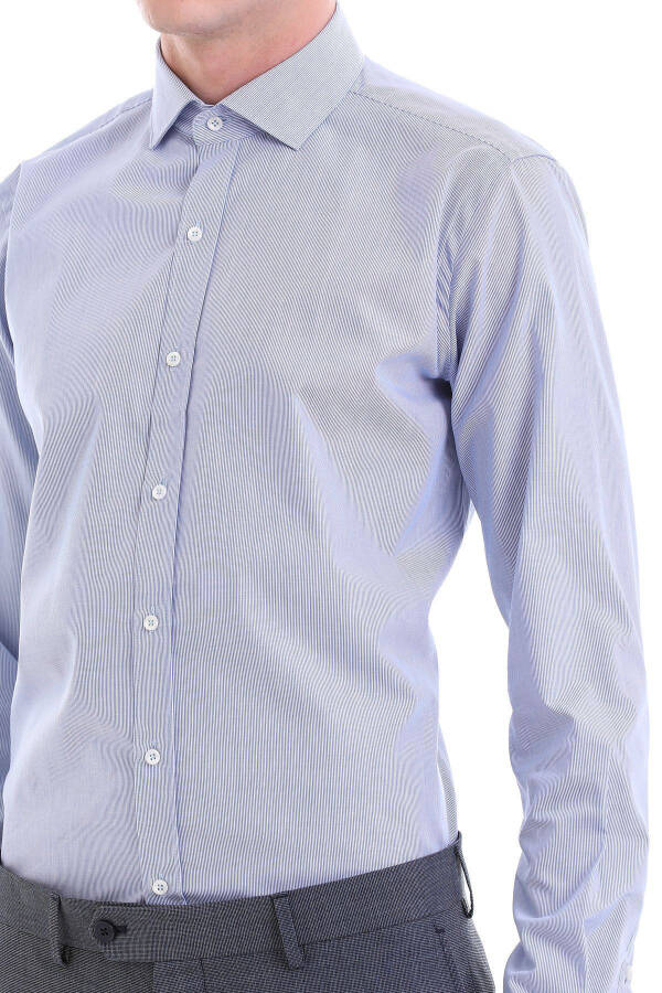 Ko'k Comfort Fit naqshli 100% paxtadan italyan yoqali - 5