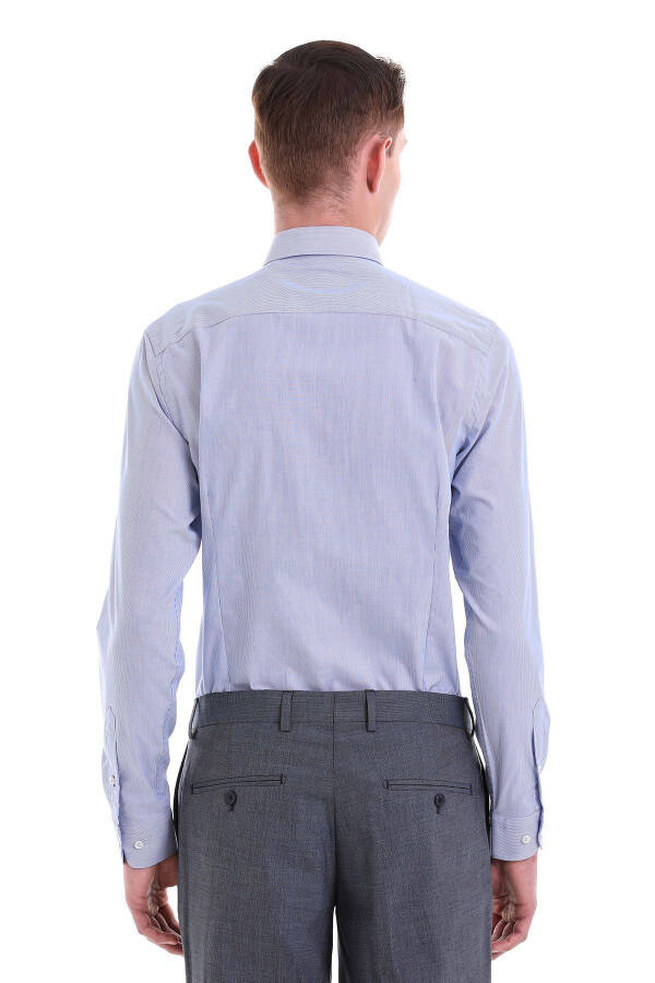 Ko'k Comfort Fit naqshli 100% paxtadan italyan yoqali - 6