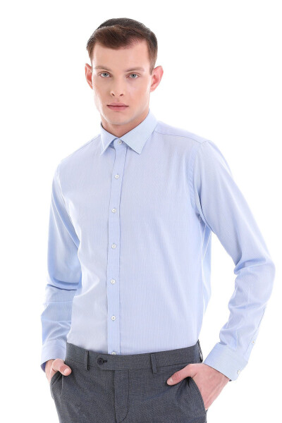 Ko'k Comfort Fit naqshli 100% paxtali Slim yoqali Uz 