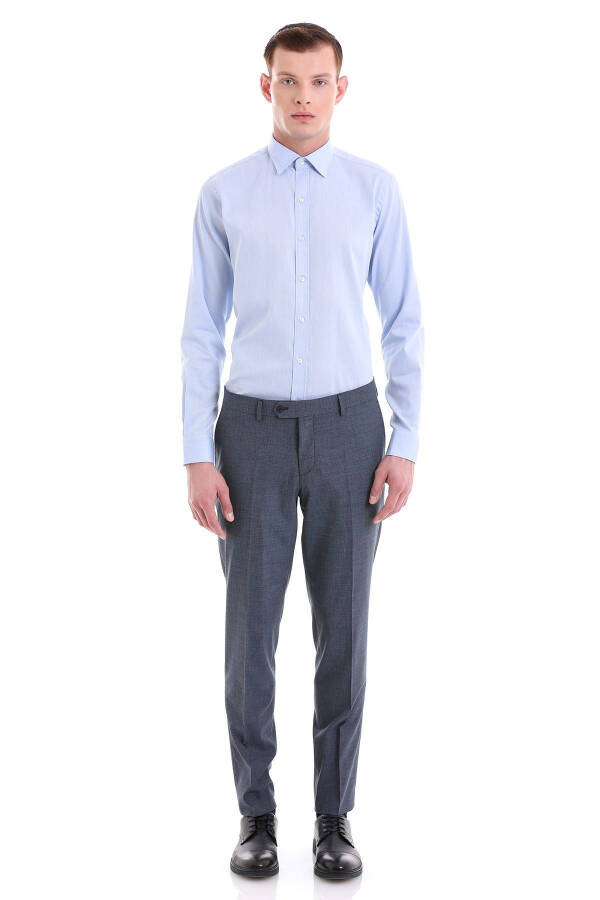 Ko'k Comfort Fit naqshli 100% paxtali Slim yoqali Uz - 2