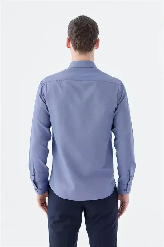 Koʻk Comfort Fit paxtali oson dazmollanadigan koʻylak - 4