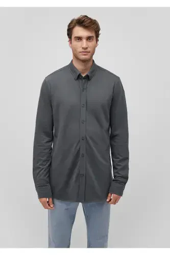 KO'K ERKAK UZUN QO'LLI KO'YLAK Yosun Yashili 0211092-71 - 3