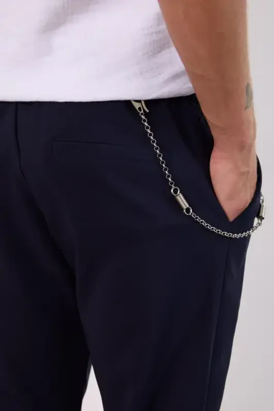 Koʻk hafif keng kesimli mavsumiy jogger shim - LACİVERT - 2