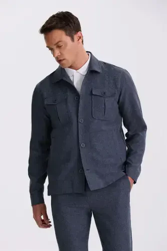 Ko'k ko'k Slim Fit Chaqaloqli Cho'ntak Sport Kiyimi - JAKAMEN (1)