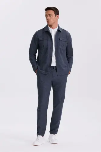 Ko'k ko'k Slim Fit Chaqaloqli Cho'ntak Sport Kiyimi 