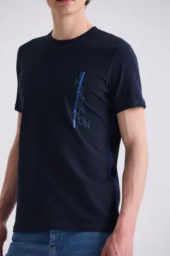 Ko'k ko'k Slim Fit Velosiped Yoqa Futbolka - 3