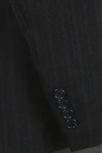 Ko'k movi Slim Fit ishlangan qirrali chiziqli yelek qo'shilgan kostyum - 5