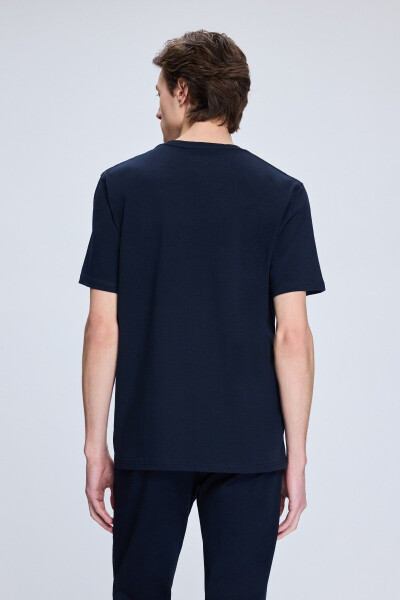 Koʻk oddiy mos keladigan velosiped yoqali paxtalik trikotaj T - 5