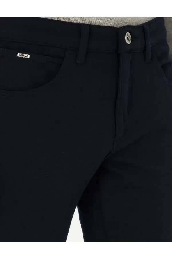 Ko'k rangli ingichka o'tirgan kanvas shim - 5