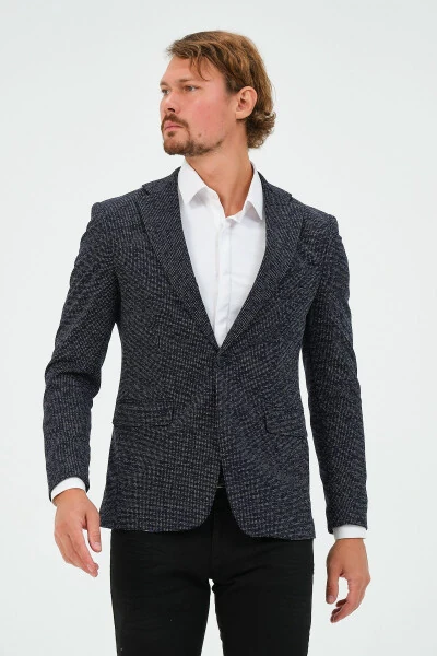 Ko‘k rangli Slim Fit astarli erkaklar uchun Blazer ko‘ylagi, zamonaviy ko‘ylagi - 5