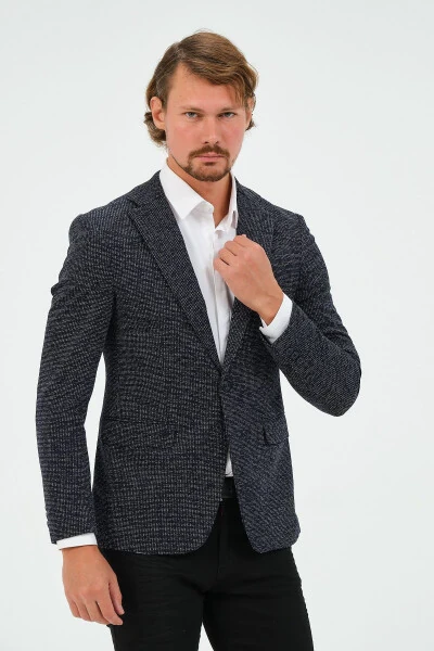 Ko‘k rangli Slim Fit astarli erkaklar uchun Blazer ko‘ylagi, zamonaviy ko‘ylagi - 7