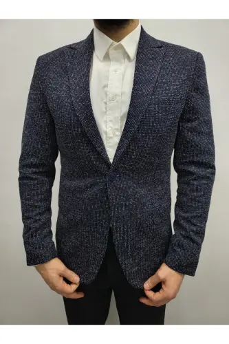 Ko‘k rangli Slim Fit astarli erkaklar uchun Blazer ko‘ylagi, zamonaviy ko‘ylagi - 4