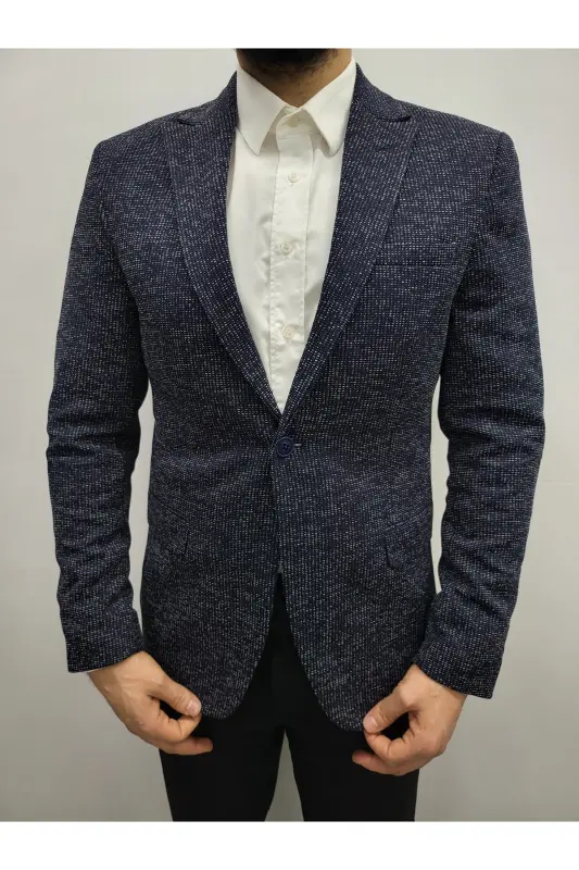 Ko‘k rangli Slim Fit astarli erkaklar uchun Blazer ko‘ylagi, zamonaviy ko‘ylagi - 4