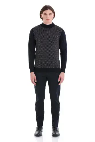 Ko'k Regular Fit Jakardli Yarim Balıkçı Yoqal Yur - HATEMOĞLU (1)