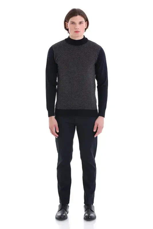 Ko'k Regular Fit Jakardli Yarim Balıkçı Yoqal Yur - 2