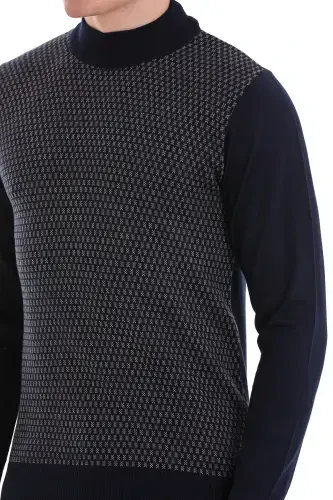 Ko'k Regular Fit Jakardli Yarim Balıkçı Yoqal Yur - 5