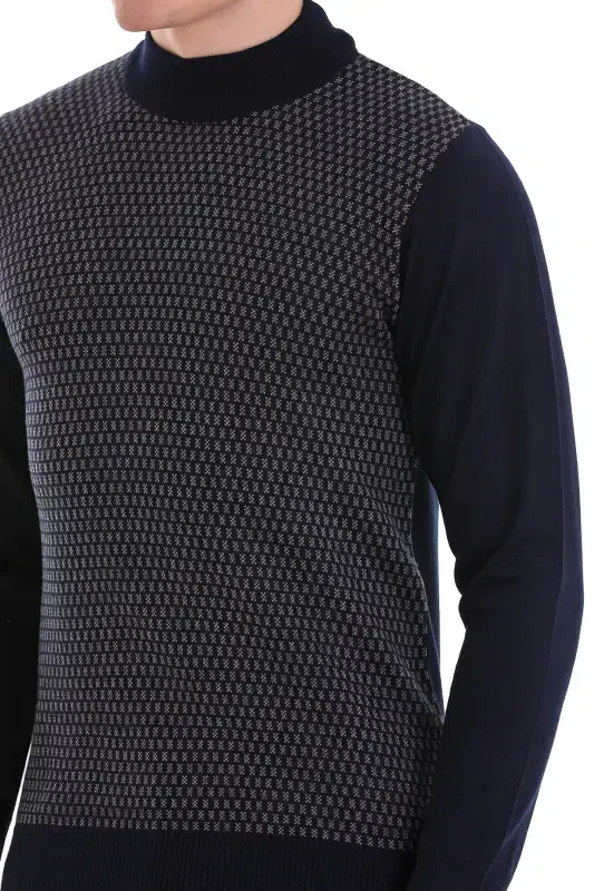 Ko'k Regular Fit Jakardli Yarim Balıkçı Yoqal Yur - 5