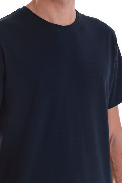 Koʻk Regular Fit Tekis Paxtali Velosiped Yoqali Triko - 5