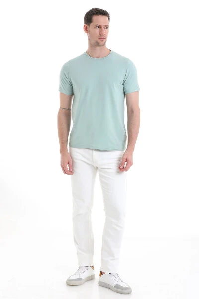 Ko'k Regular Fit Tekis Paxtali Velosiped Yoqali Triko T - HATEMOĞLU (1)