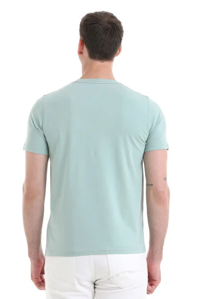 Ko'k Regular Fit Tekis Paxtali Velosiped Yoqali Triko T - 6