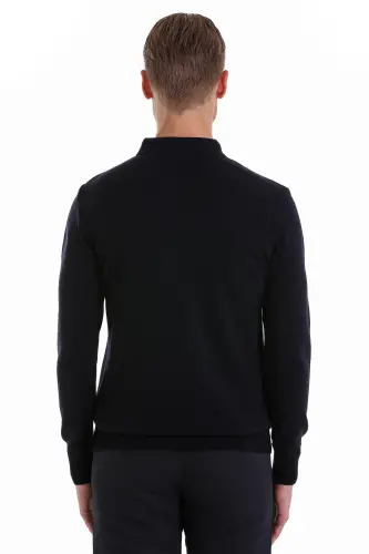 Koʻk Regular Fit Tekis Polo Yoqali Trikotaj Sviter-Koʻk - 6