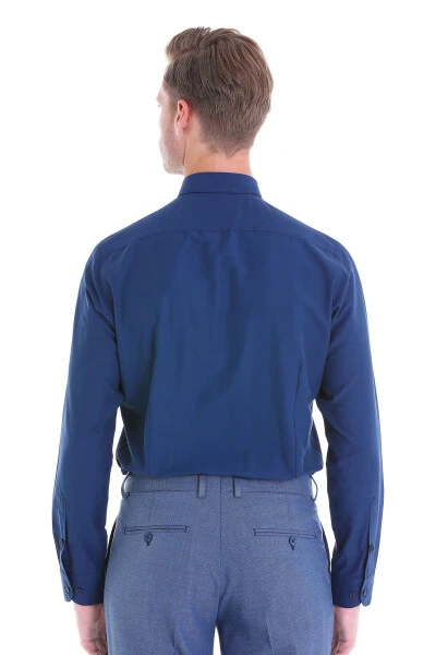 Koʻk torpa Slim Fit tekis paxta Slim yoqali uzun qisma - 6