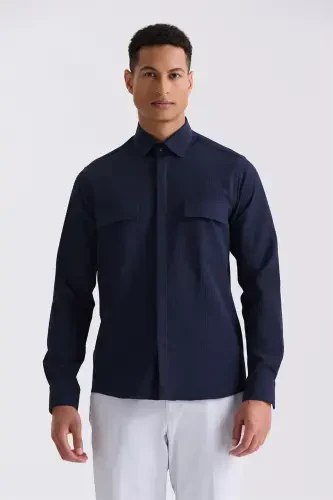 Koʻk tusli, qulay bichimli, naqshli sport koʻylak - 1