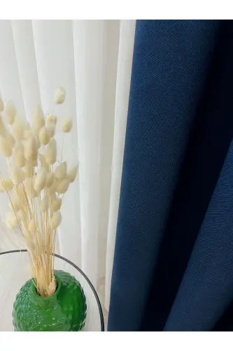 Ko'k tusli - Zig'ir ko'rinishli 1/3 ZICH Plili Fon Parda-Ko'k - 2