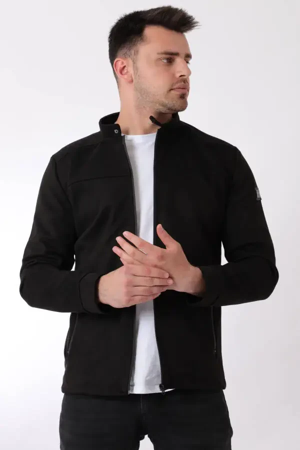 Ko'krak fermuarli Xakin yoqasi Suede mavsumiy palto PLDP 2981 - 4