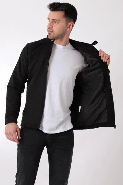 Ko'krak fermuarli Xakin yoqasi Suede mavsumiy palto PLDP 2981 - 5