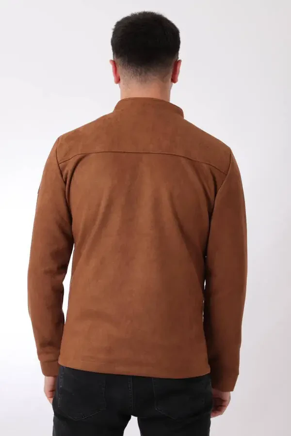 Ko'krak fermuarlı Xitoy yoqasi Suede mavsumiy ko'ylagi PLDP 2981 - 5