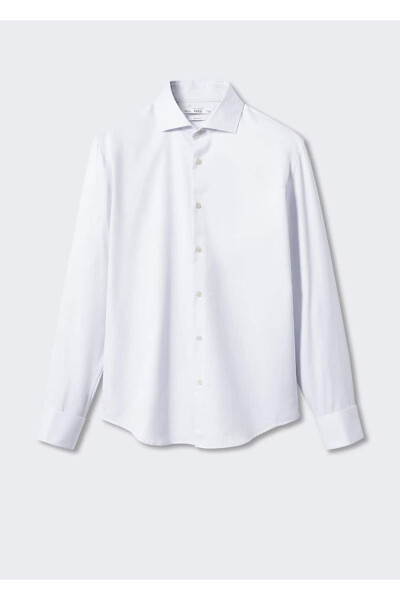 Kol Düğmeli Slim Fit Gömlek - Beyaz - 3