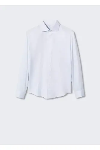 Kol Düğmeli Slim Fit Gömlek - Gök Mavisi - 11