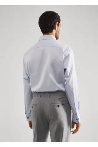Kol Düğmeli Slim Fit Gömlek - Gök Mavisi - 12