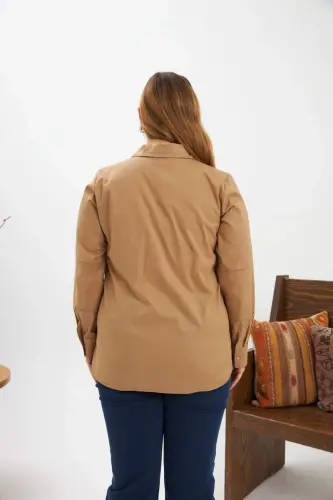 Кол Крошета Детайлы Большая Рубашка Визон - 5