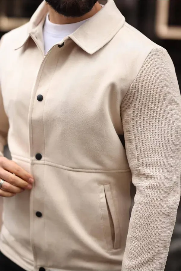 kol trikolu mevsimlik ceket-bej - 1